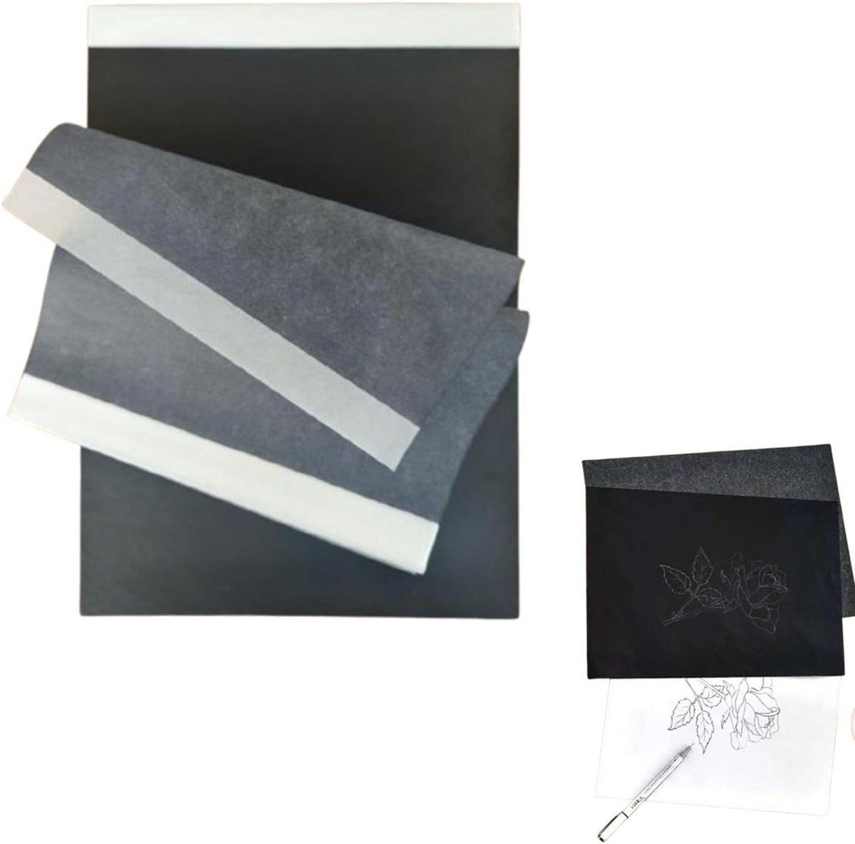 50 Vellen Zwart A4 Carbonpapier voor Transfer en Overtekenen