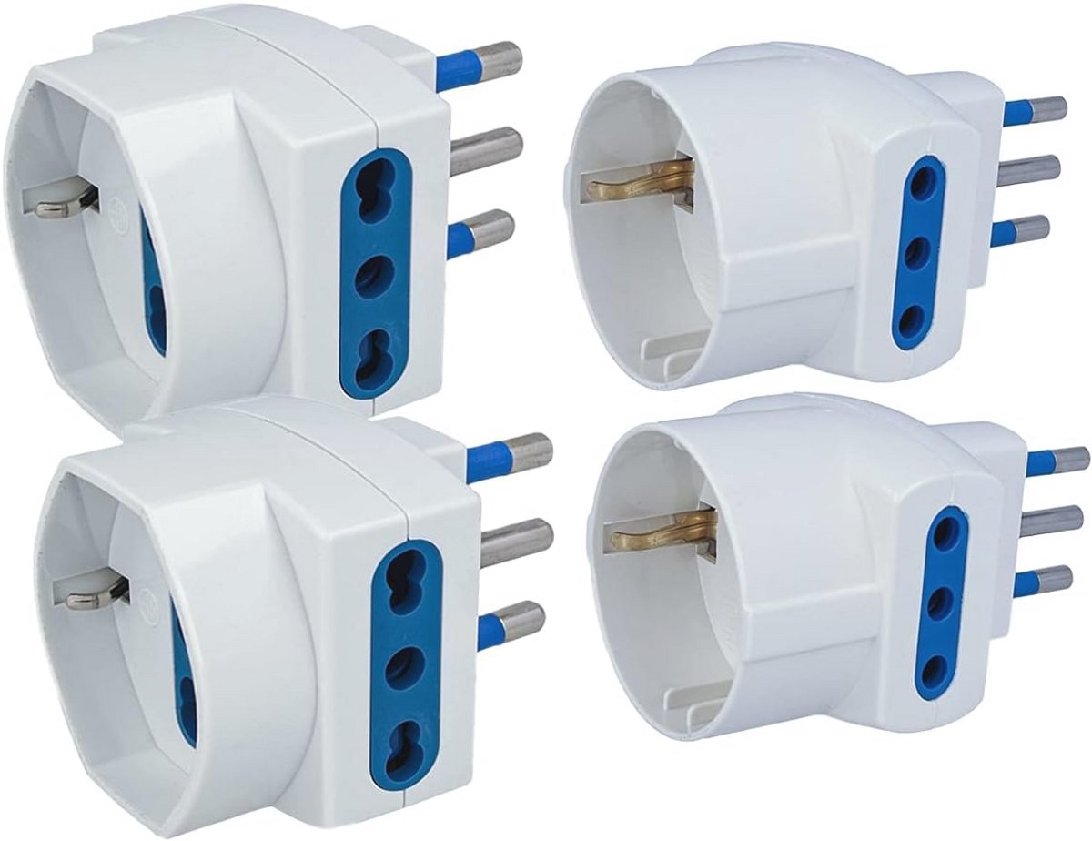 3-voudige adapters voor Schuko stopcontacten 10 A en 16 A - 4 stuks