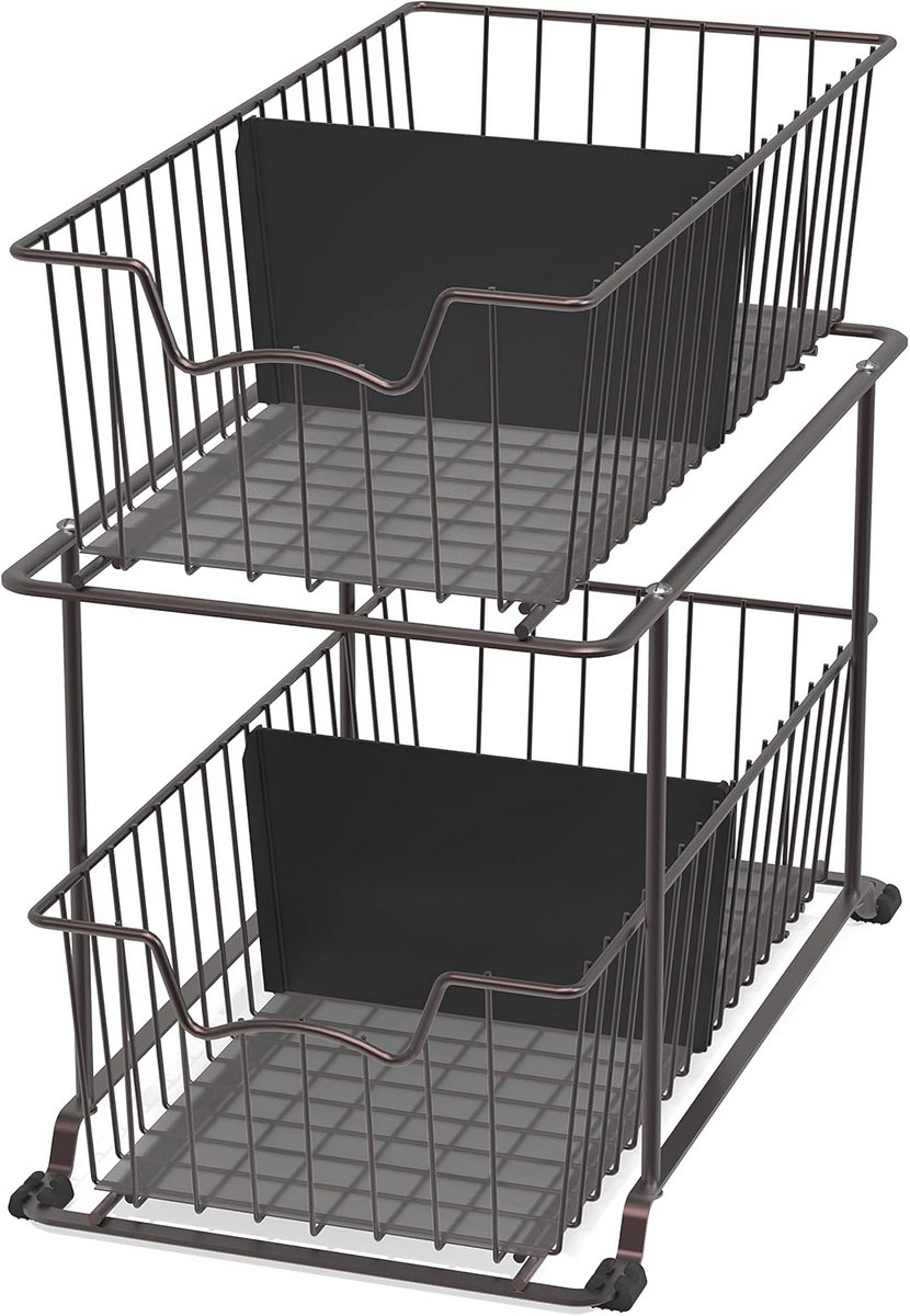2-laags kast draad mand lade organizer - Bruin
