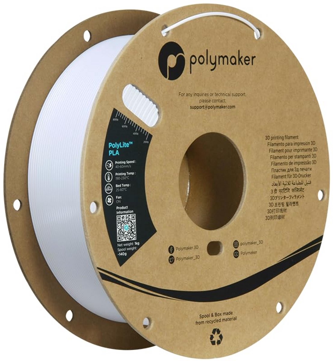 PLA Filament 1.75mm 1kg Koud Wit - Hoge Kwaliteit 3D Printer Materiaal