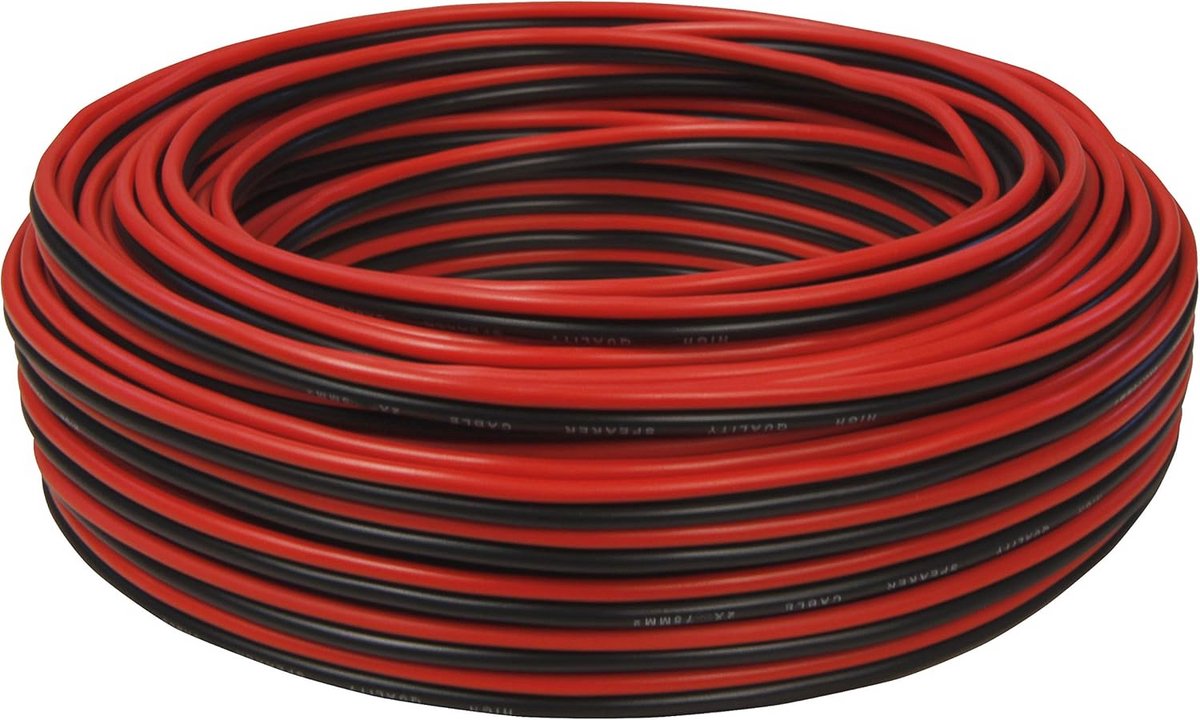 Luidsprekerkabel 2x1,50mm² 30 m Rood/Zwart - Ideaal voor Audiotoepassingen