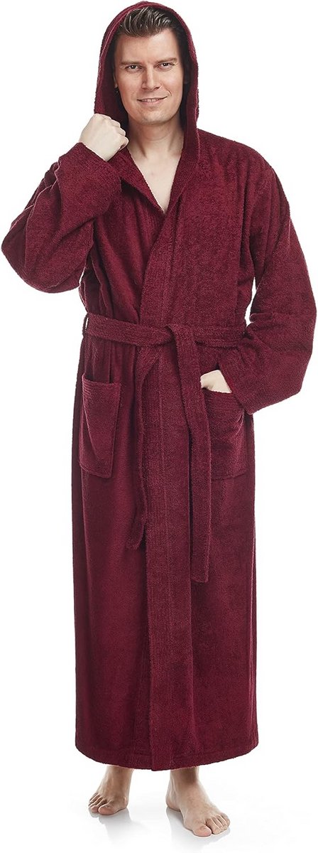 Extra lange badjas met capuchon van 100% katoen | Ademend en comfortabel | OEKO-TEX gecertificeerd