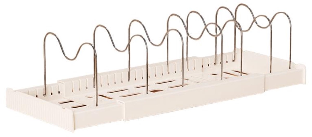 Keukengerei-opbergrek - met zeven verstelbare planken - uitschuifbaar - wit - 57×20×15 cm