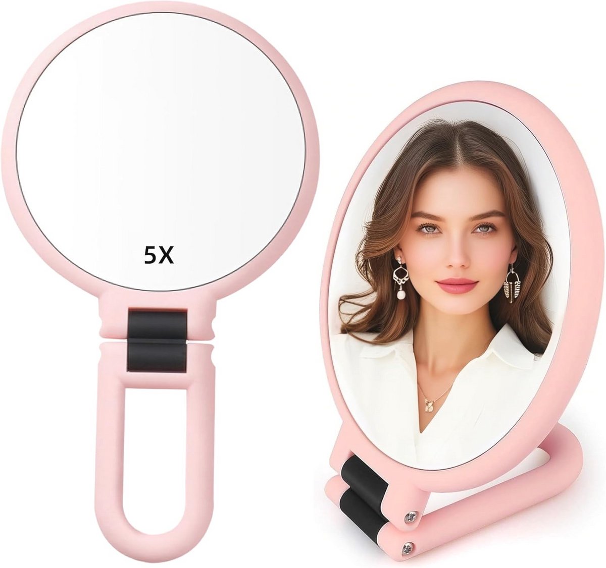 Handspiegel 1X 5X Draaibaar en Dubbelzijdig voor Reizen en Make-up