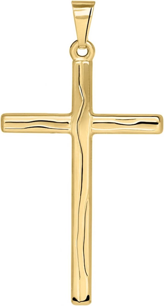 Herenkruis hanger echt geelgoud 9, 14 of 18 karaat