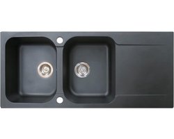 Essebagno 9010566 spoelbakglazen, omkeerbaar, 2 containers, 1 afdruiprek, van kunsthars, zwart