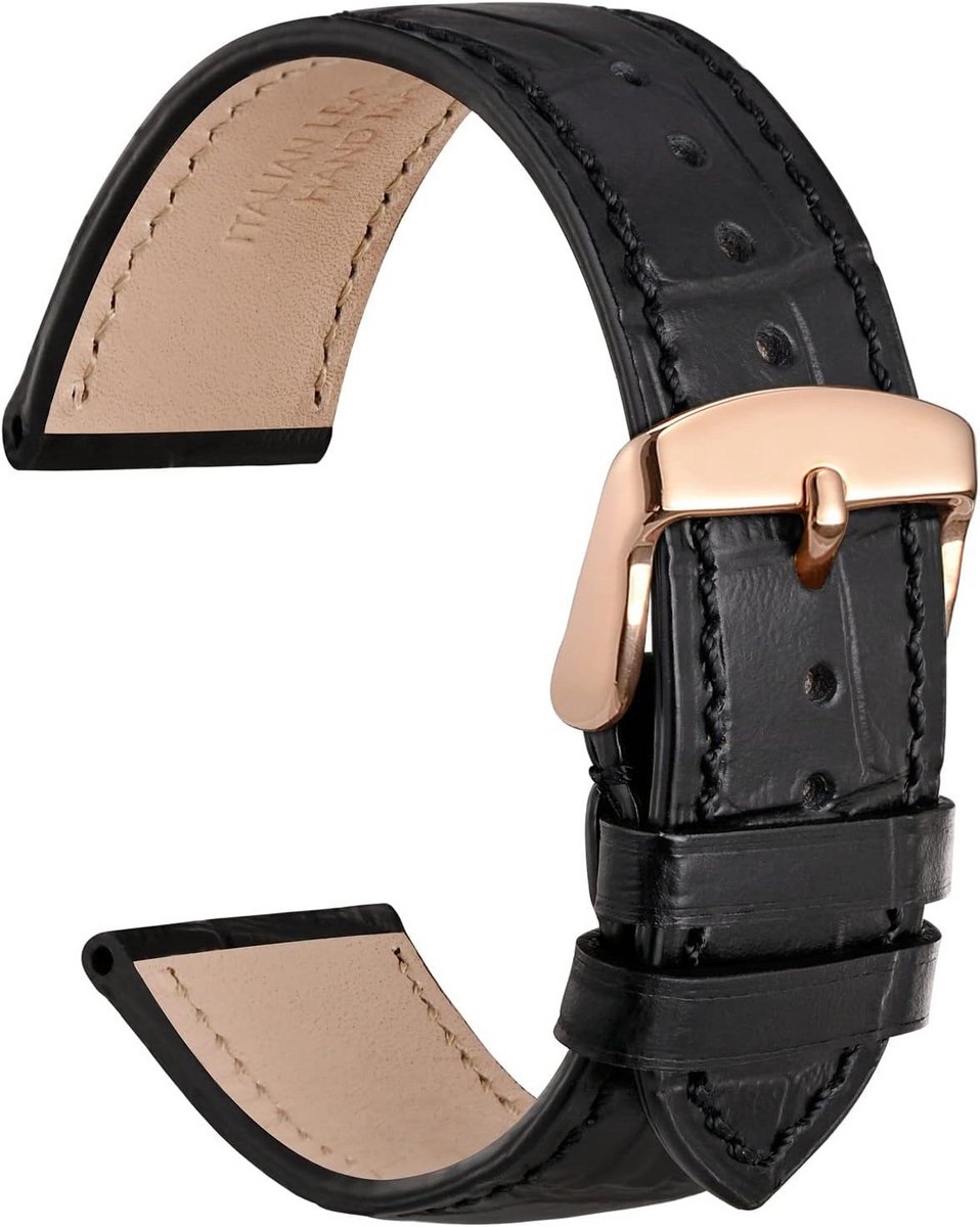 WOCCI Alligator Reliëf Rundlederen Horlogeband met Roestvrijstalen Gesp, Vervangende Bandjes 18 mm 19 mm 20 mm 21 mm 22 mm