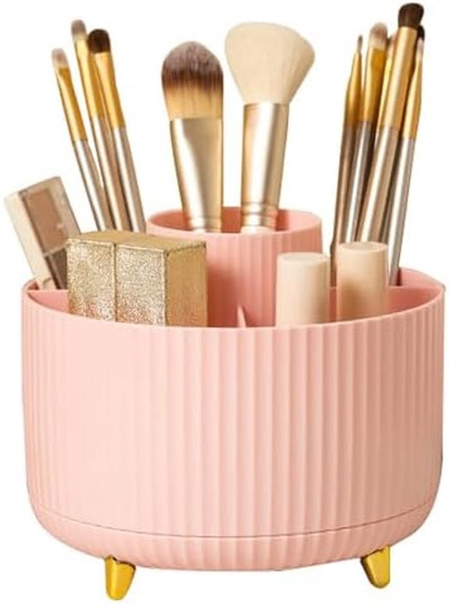 Draaibare Make-uporganizer voor Cosmetica - Ruimtebesparende Organiser voor Slaapkamer, Badkamer en Kaptafel - Roze