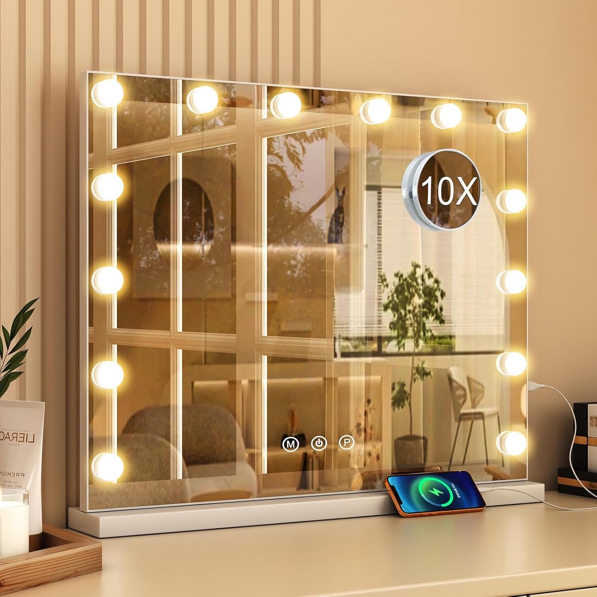 Make-upspiegel met Verlichting - 3 Lichtkleuren en Dimmer voor Perfecte Looks