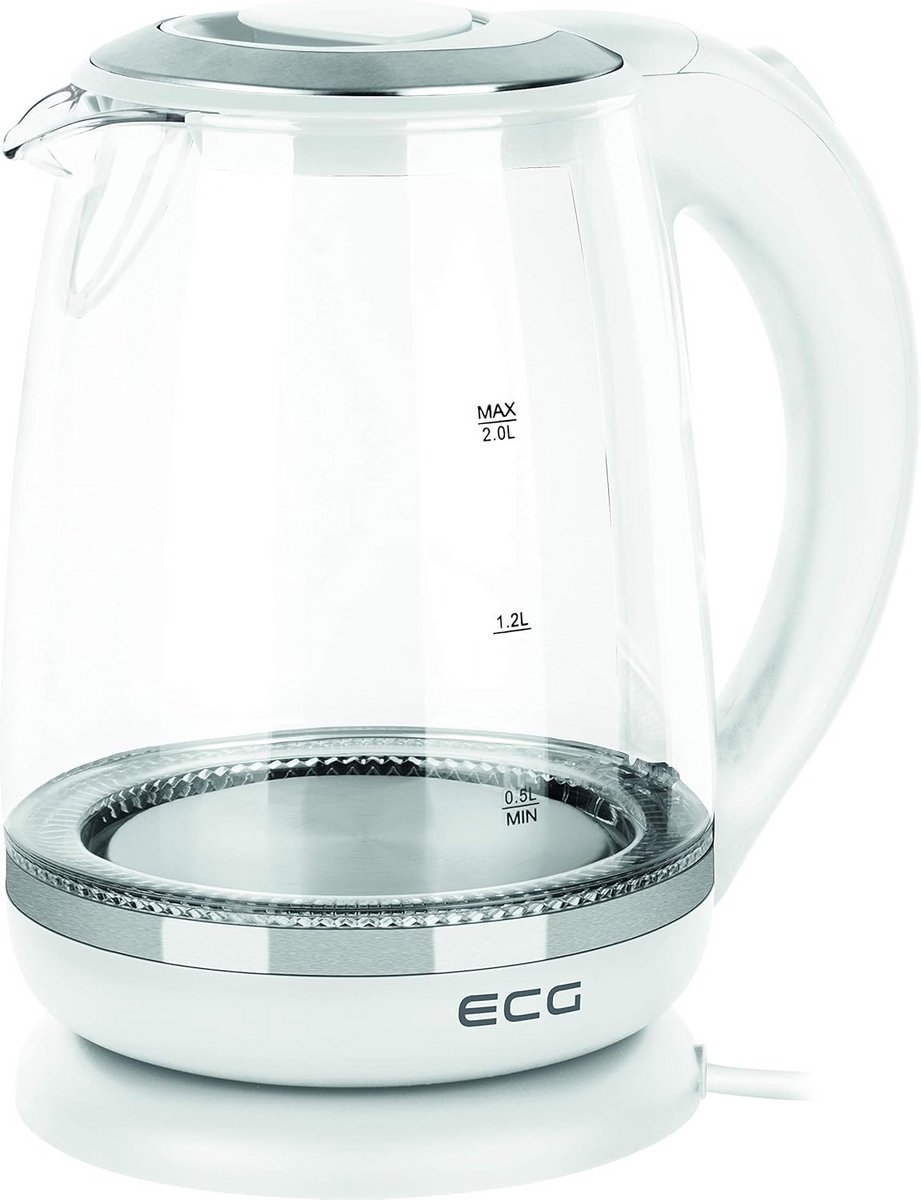Waterkoker met Gehard Glas en 360° Draaibare Sokkel - 2 Liter Capaciteit