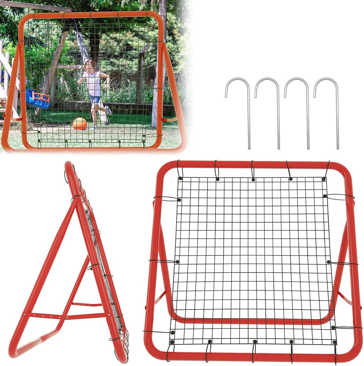 Rebounder Kickback Net voor Voetbal, Baseball & Tennis - Verstelbaar & Opvouwbaar Trainingshulp