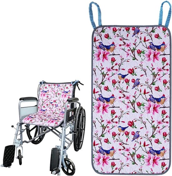 Foto: All4you incontinentiekussen voor rolstoel absorberend herbruikbaar waterdicht antislip zitkussen ouderen wasbaar lushandgrepen bloemstijl 50 x 90 cm rolstoelgeschikt comfortabel grijs