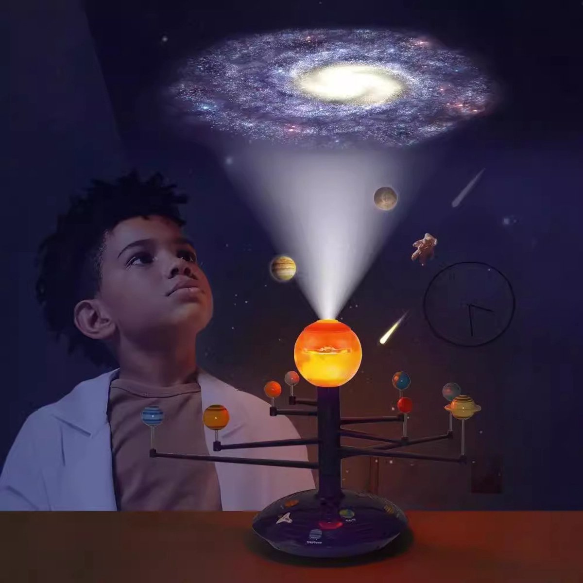 Model van de planeten van het zonnestelsel, roterende projectie van de acht planeten, 3D stereoscopisch, hemelglobe, speelgoed