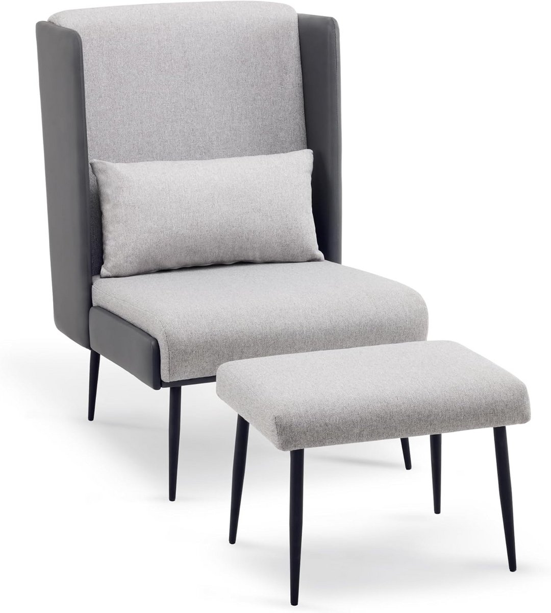 Comfortabele Fauteuil met Voetenbank Stof/Kunstleer Woonkamer Relaxstoel