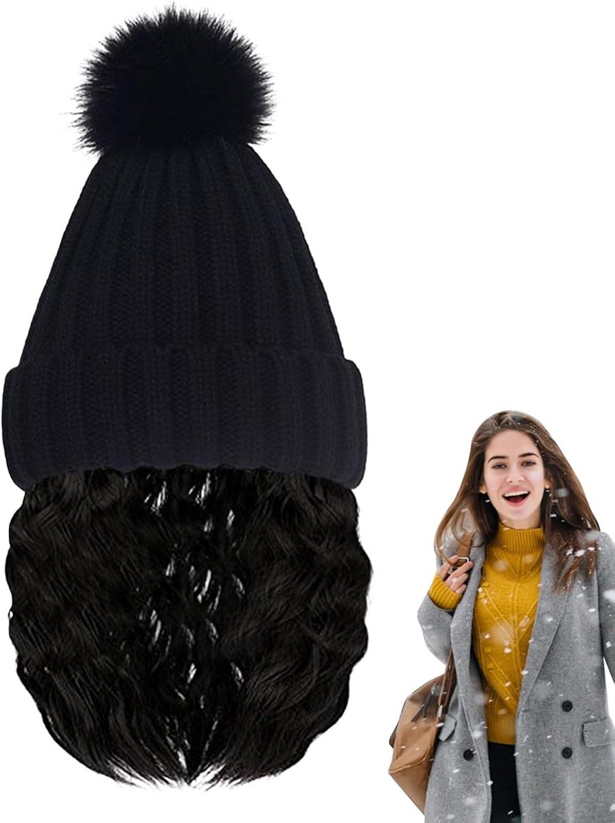 Gebreide muts met ingebouwd haar voor dames - Warme en stijlvolle winteraccessoire