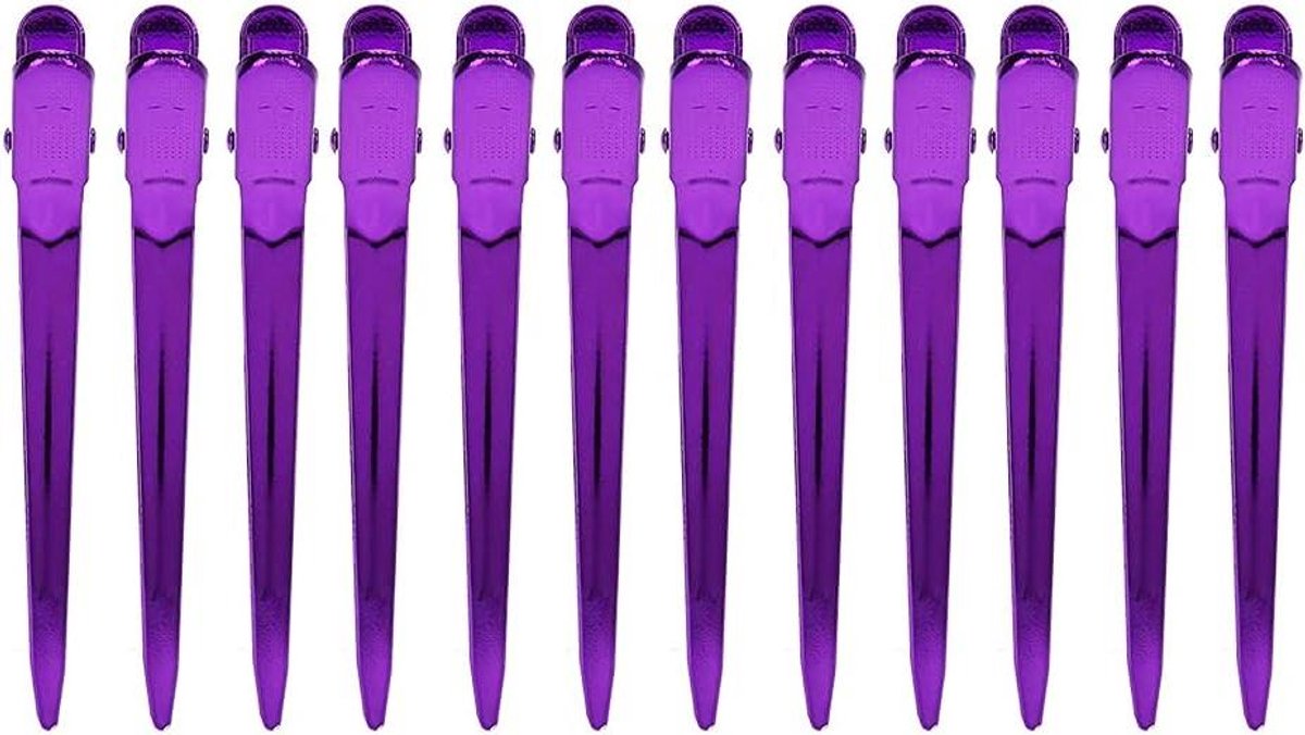 Haarspelden - salon - klem - 12 stuks - handgrepen - kapper - eend snavel - paars