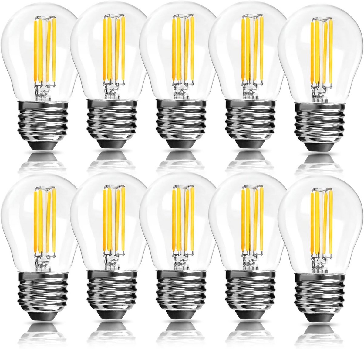 Dimbare E27 LED Filamentlampen G45 Golfbal 4W Warm Wit 2700K Glas - Set van 10