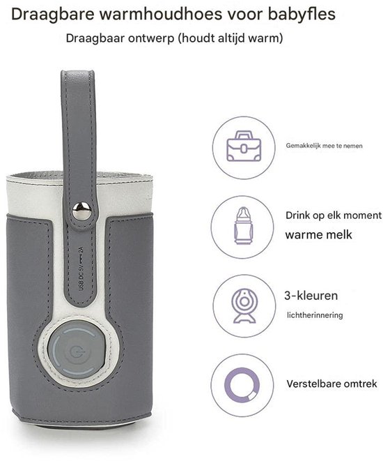 Ynkkvre -Draagbare Flessenwarmer - Draadloos - Geschikt voor de meeste flessen - Voor onderweg - Melkwarmer - Verschillende temperaturen van Ynkkvre — afbeelding 3