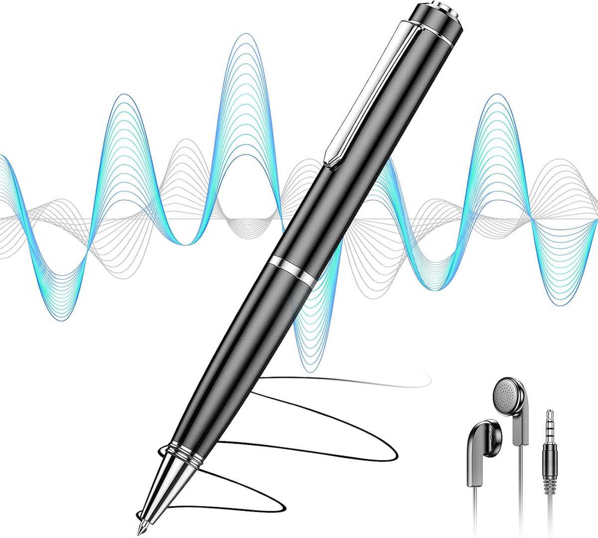 Ynkkvre -Diktiergerät - Digitale Spraakopname - Hoge Resolutie 1536 Kbps Audio Met VOR-Modus En One-Touch Opname - 1 - Voor Studenten En Professionals Zwart