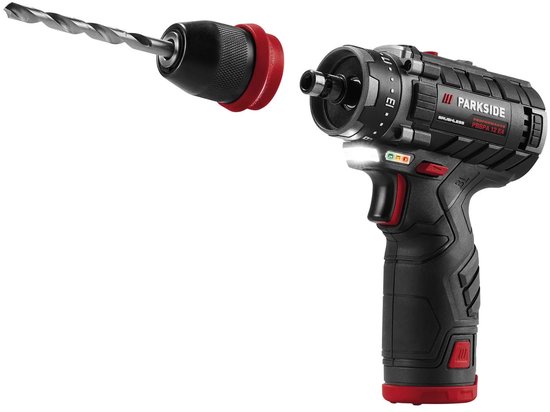 Parkside Performance 12V accu schroefboormachine starterset 2x 2Ah accu’s, lader, bits, boren, LED verlichting