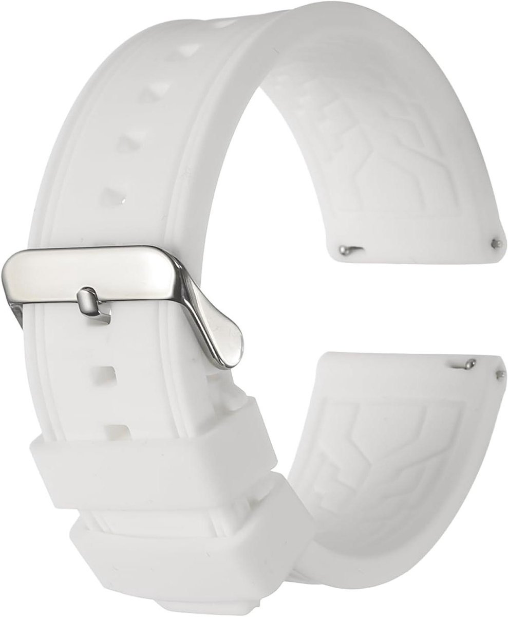 Siliconen Horlogebandjes - Zacht en Comfortabel - Snelsluiting - Rubberen Band met Gesp - Mannen Vrouwen - Wit - 24mm Breedte - Geen Edelsteen - Geschikt voor Diverse Horloges - Divers Kleuraanbod