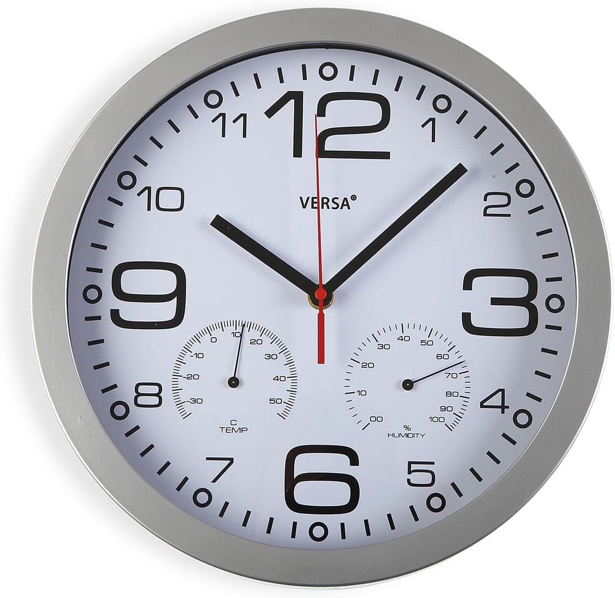 Witte Wandklok met Thermometer en Hygrometer voor Binnen - Analoge Klok