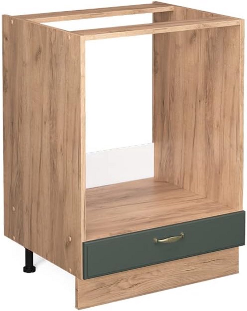 Ovenombouwkast 60 cm Landhuis Stijl Groen en Goud - Modulair Keukenkast