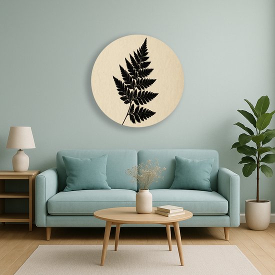 Varenblad silhouet – ronde wanddecoratie – Dibond muurcirkel – 40x40 cm
