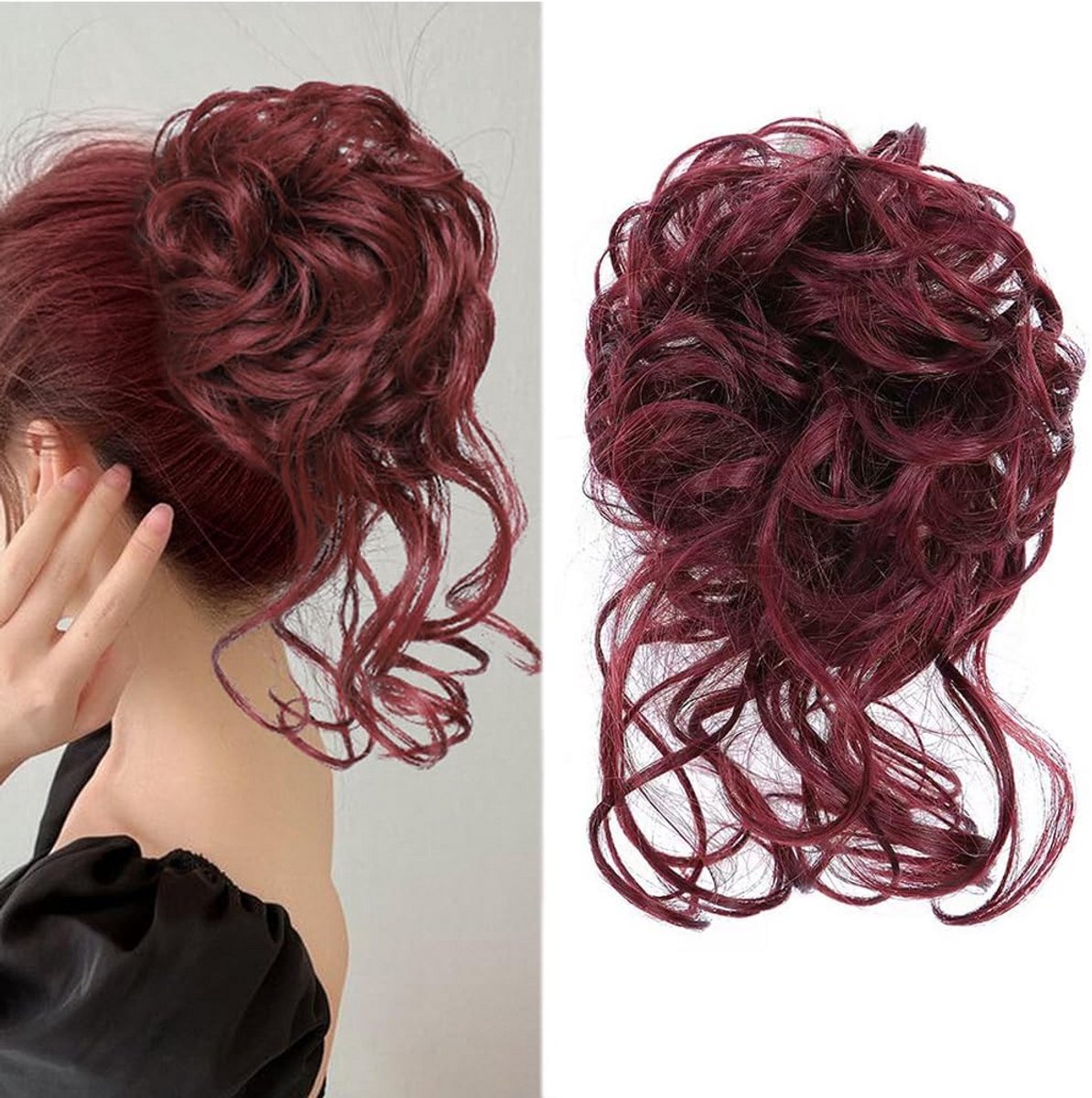 Losse Kapsel Haarextensie Krullend Rommelige Kapsel Updo Haarknot