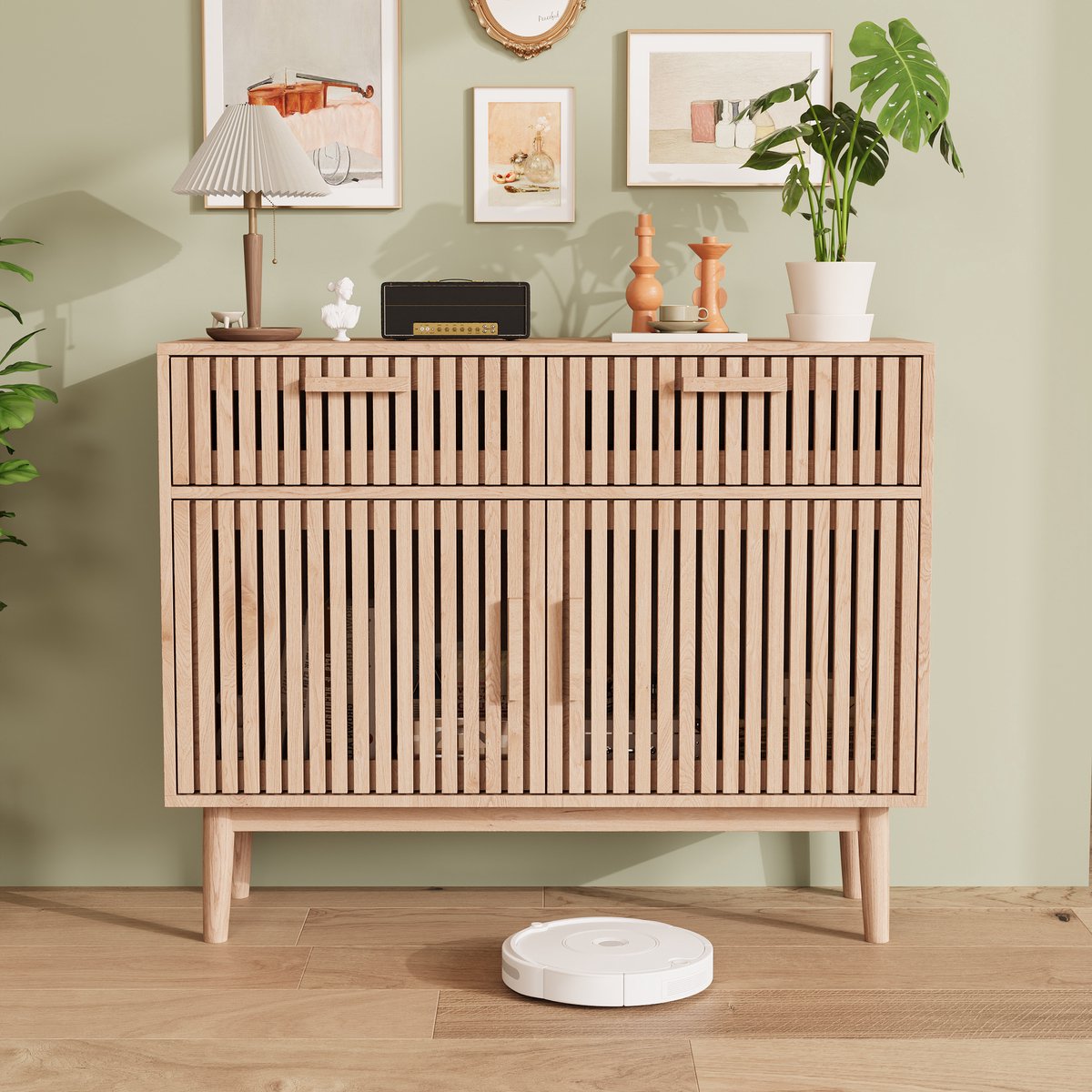Houten Dressoir met Lades en Deuren – Landelijke Opbergkast voor Eetkamer en Woonkamer