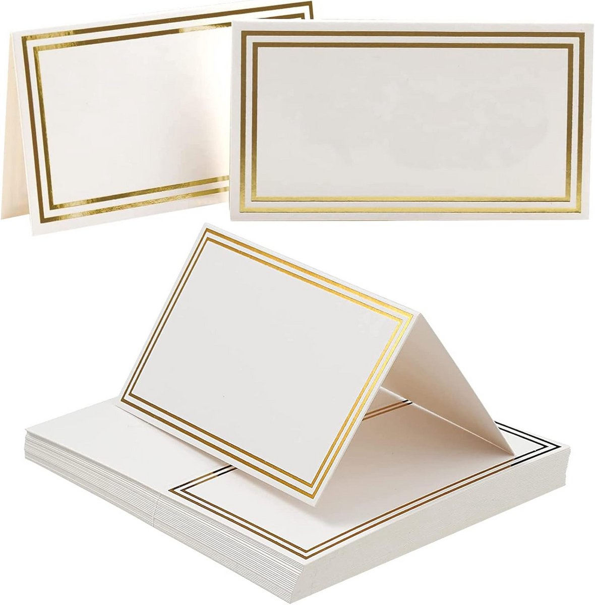 25 Stuks Naamkaartjes met Gouden Rand voor Tafeldecoratie Bruiloft Diner
