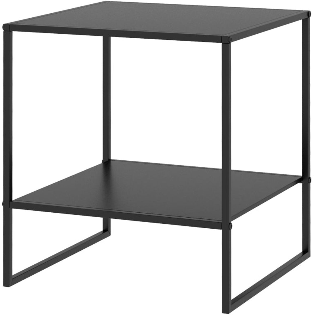 Merax Industriële Bijzettafel - Zwarte Metalen Salontafel - Nachtkastje met Legplank - 40x40x45 cm