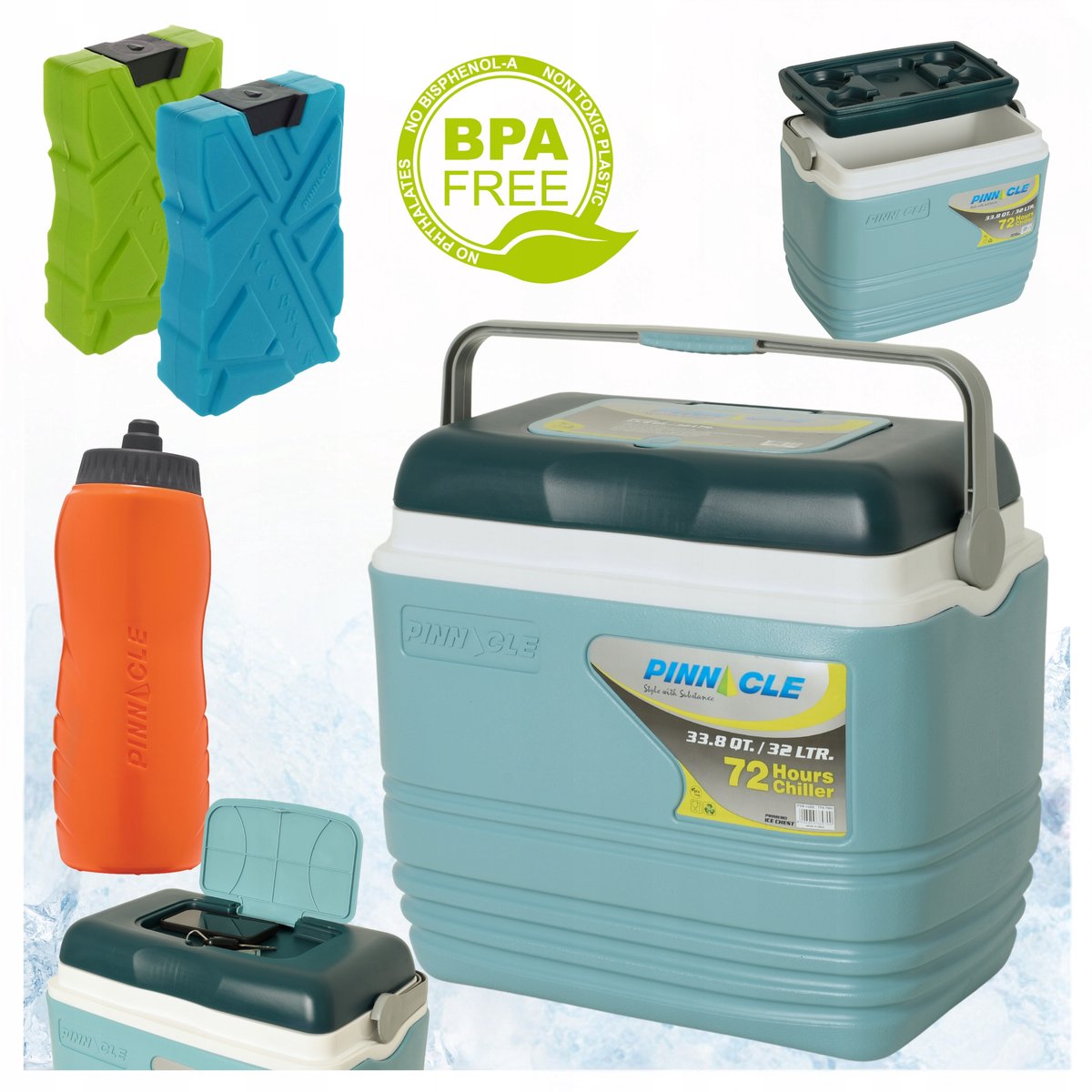 Pinnacle TPX7000 Koelbox 32L Blauw + 2 Koelpacks & Bidon