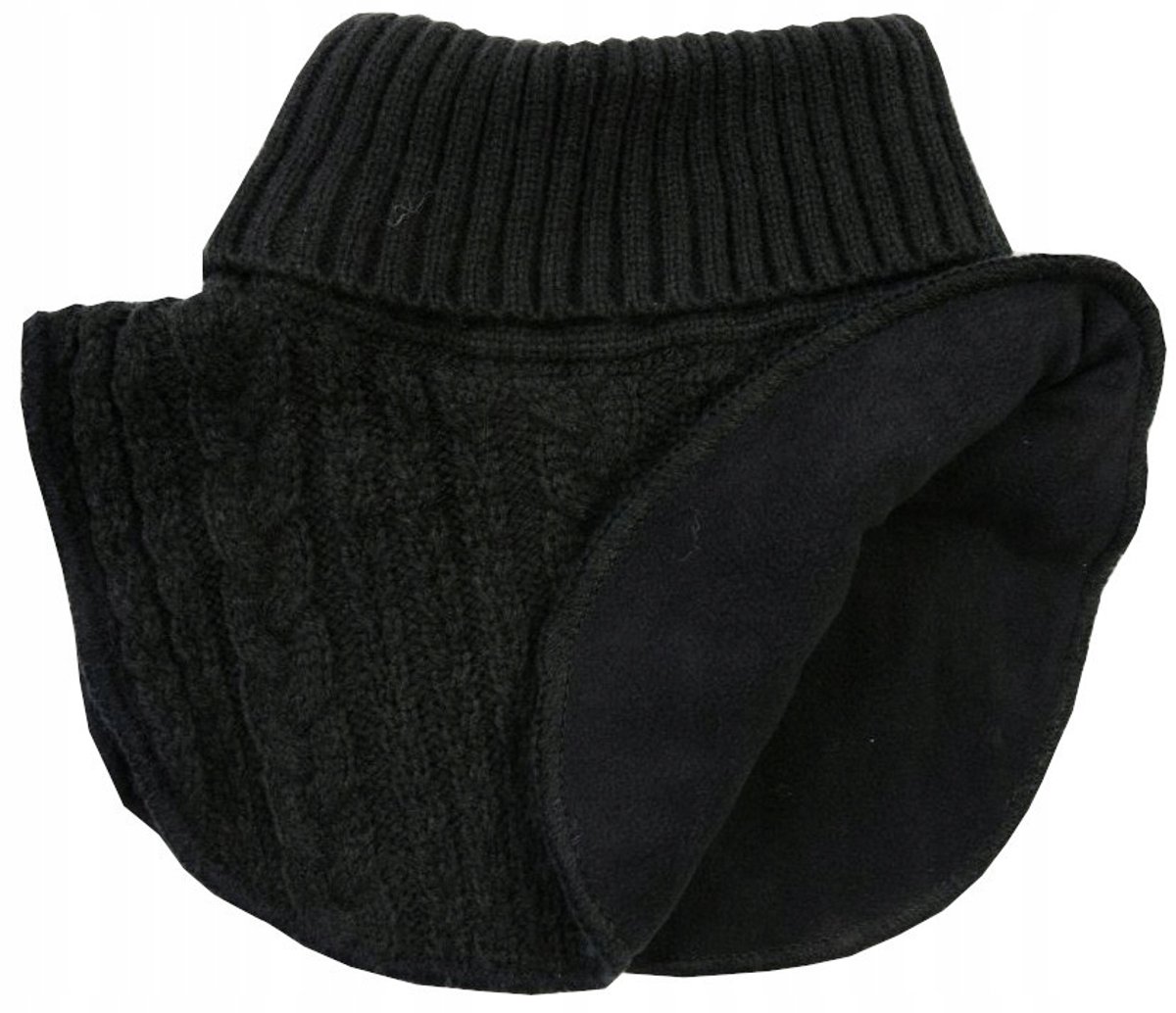 Warme kindermuts met sjaal - dubbellaags, fleecevoering, zwart