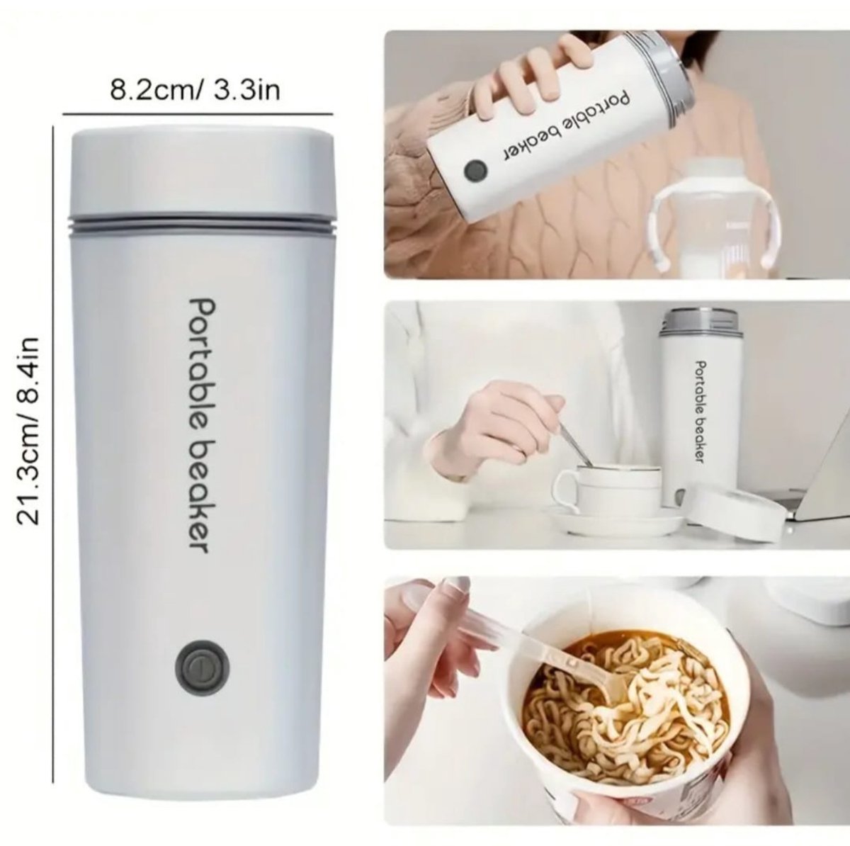 Draagbare waterkoker - 350 ml inhoud - Reiswaterkoker - Campingwaterkoker - Kantoorwaterkoker - Kleine voedselketel voor kinderen en volwassenen - Heetwaterdispenser - Verwarmt water snel