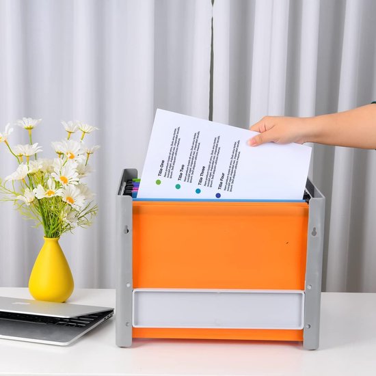 MerryNine Set van ophangbestanden en frame, A4 ophangbestanden 15 stuks 5 kleuren met tabbladen en kaart, zwart metalen gaas A4 Suspension File Frame Desktop Opknoping File Map Organizer
