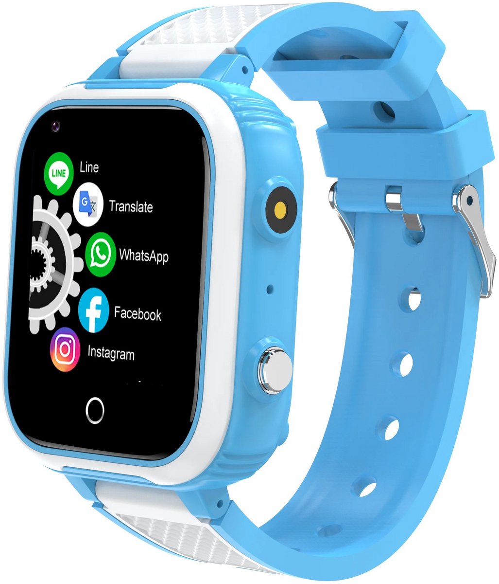 DrPhone KidsTimeX15 – 4G Kinder Smartwatch met GPS Tracker – Videobellen – WhatsApp – IP67 – SOS – 1.44” Touchscreen – Stappenteller – Nederlandse Mobiele App – 1GB+8GB – Blauw