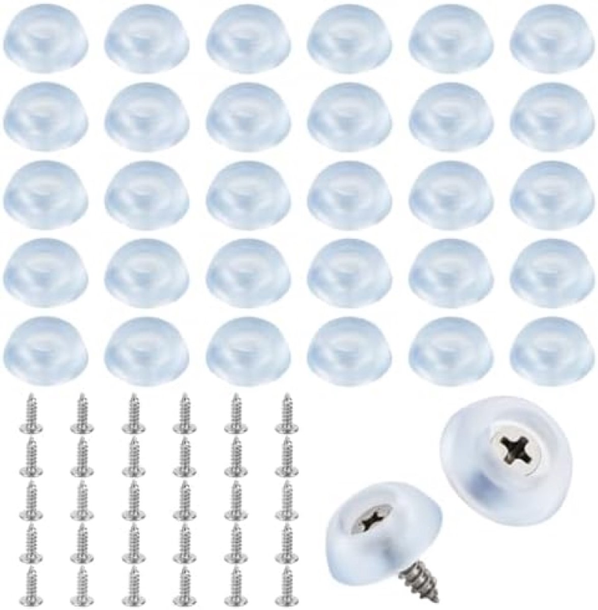 30 Stuks Transparante Antislip Meubelvoetjes met Schroeven
