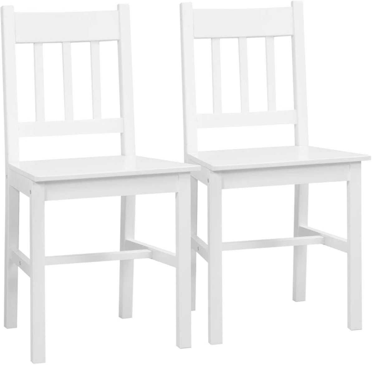 Merax Eetkamerstoelen 2 stuks - Massief Houten Keukenstoelen - Witte Stoelen met Hoge Rugleuning - Houten Stoelen voor Eettafel 41 x 46,5 x 85,5 cm