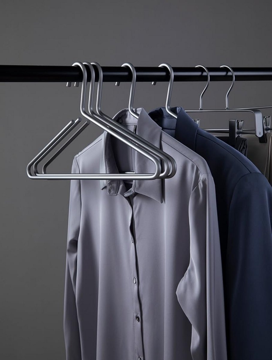 Set van 10 Matte Titanium Grijze Aluminium Kleerhangers - Extra Glad & Duurzaam (41,5 cm)