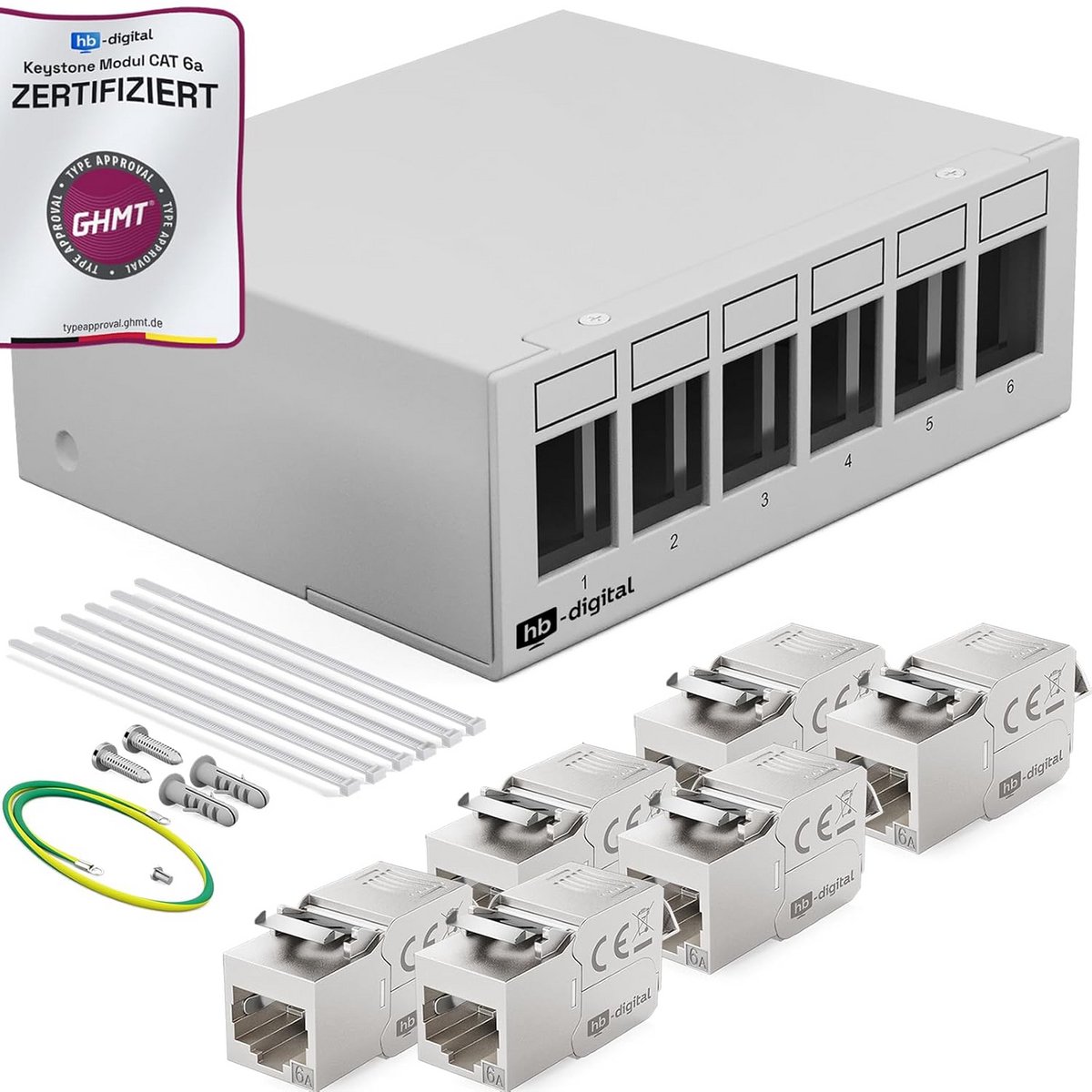 Afgeschermd 6-Poorts Keystone Patchpaneel voor CAT6a Netwerkkabels