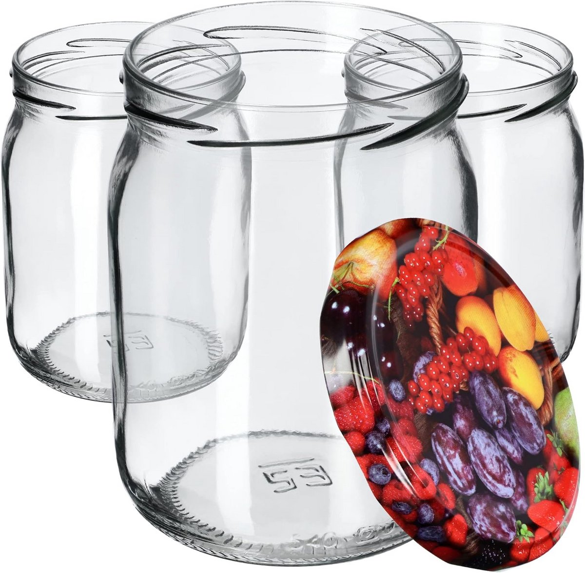 Set van 16 Glazen Jam Potten met Schroefdeksel 540 ml - Ideaal voor Inmaken en Bewaren
