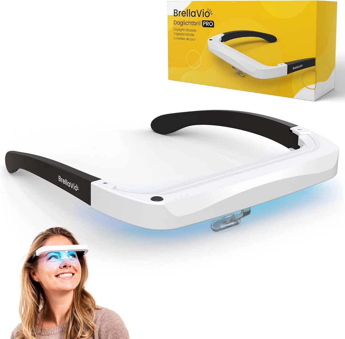 Draagbare Daglichtbril met Instelbare Helderheid en Timer - UV-vrije LED Lichttherapie