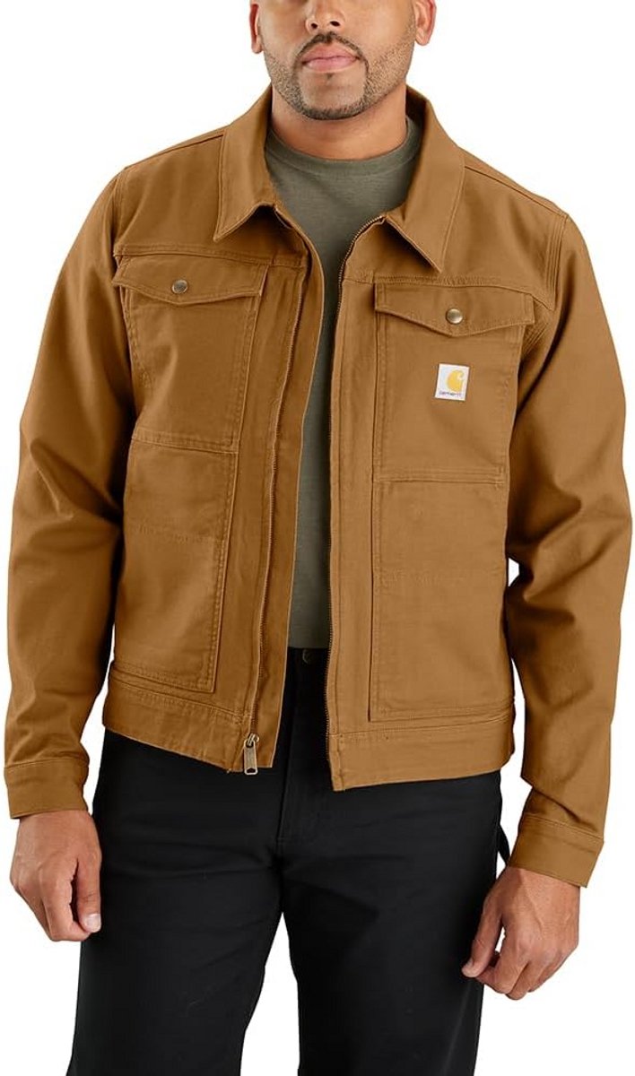 Robuuste Werkjas Heren Canvas Relaxed Fit met Stretch en Zakken