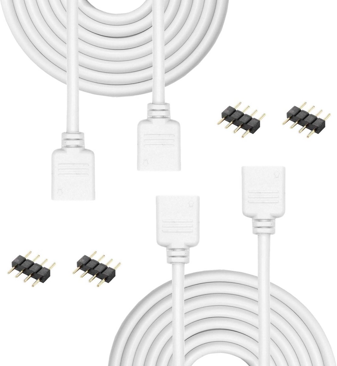 2x RGB LED Verlengkabels 4-pins voor 5050/3528 Strips - 1M tot 5M Opties