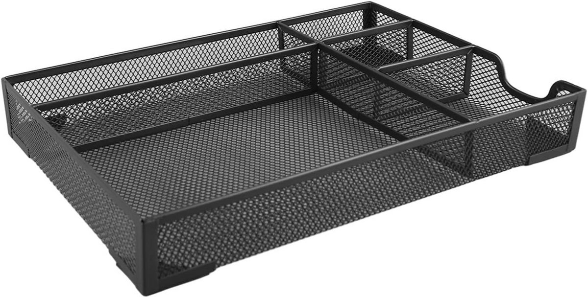 Zwarte Metalen Bureau-organizer met 5 Vakken voor Kantoor en Thuis