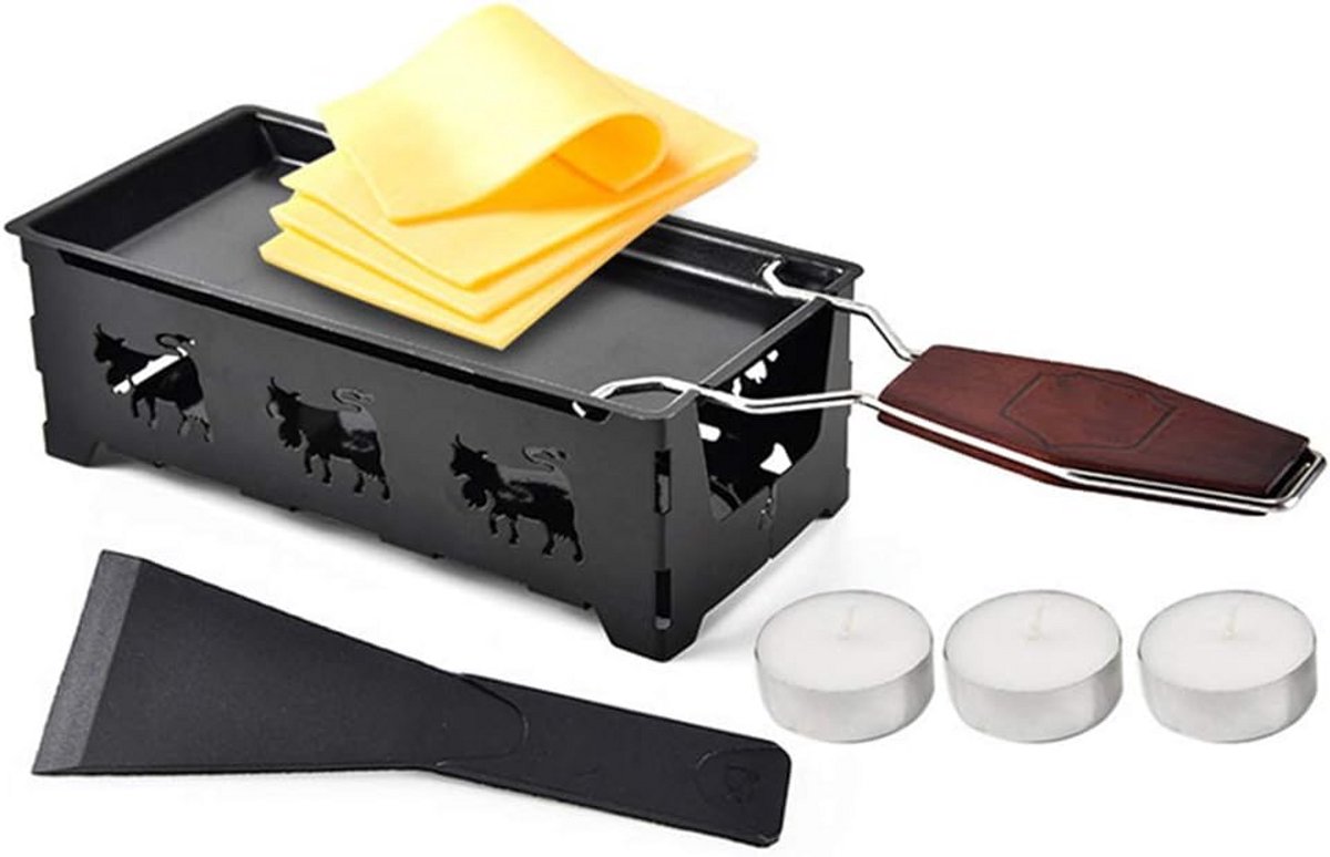 Draagbare Mini Raclette Grill Set voor Kaas smelten met Kaarslicht