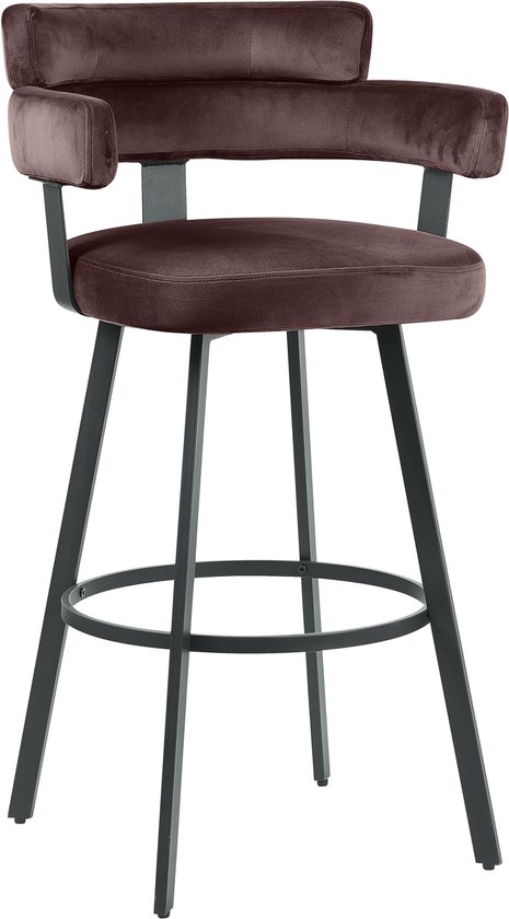 Tabouret de bar LABEL51 Bardio - - Velours - Hauteur d'assise 75 - Tabouret -