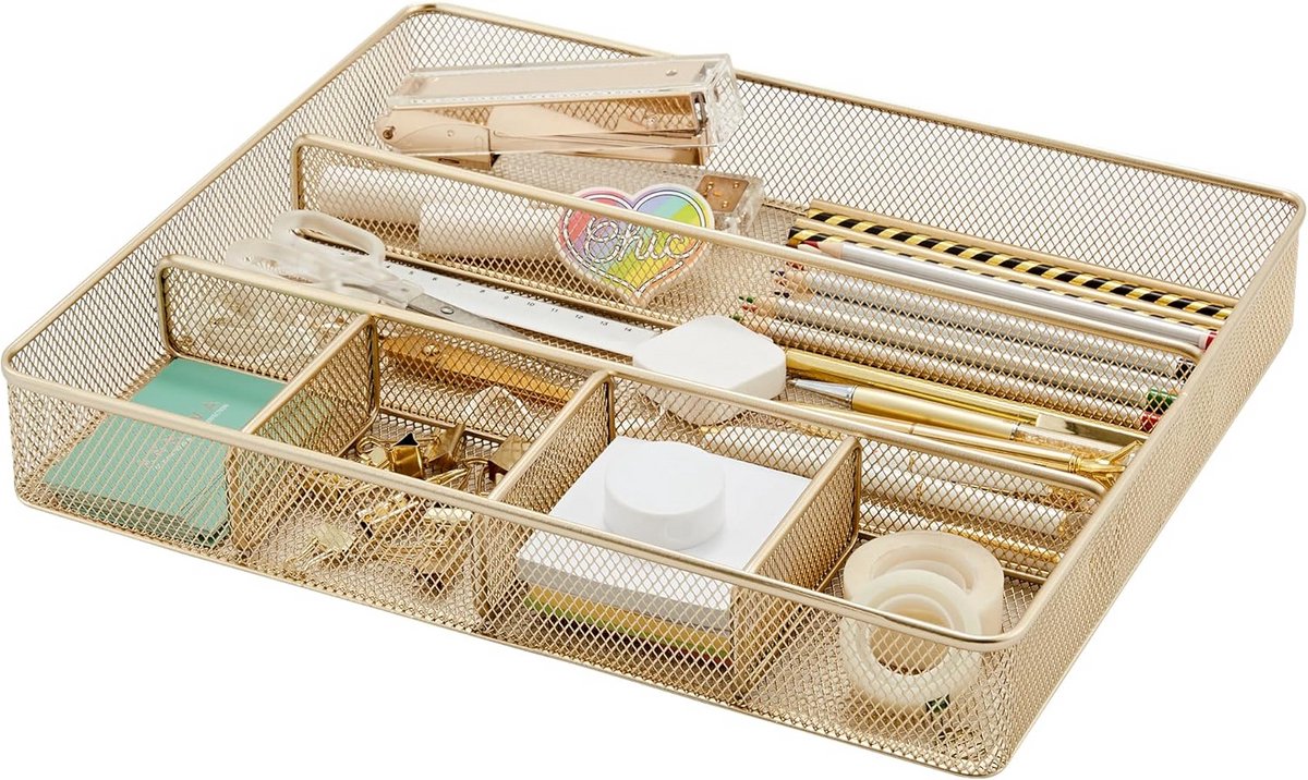 Grote Metalen Opberglade Organizer met Vakjes voor Bureau, Keuken en Make-up