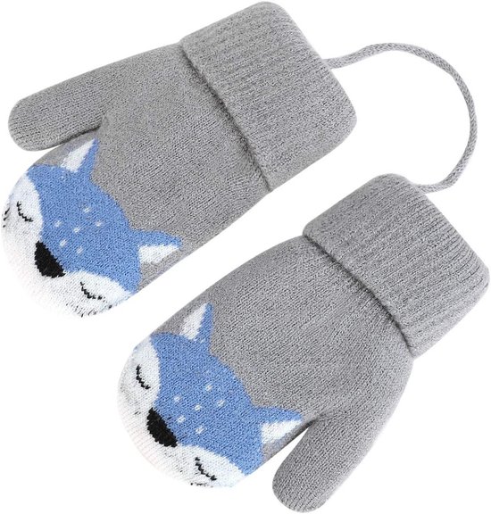 QKURT 6 paar winterhandschoenen voor kinderen, magische stretchhandschoenen, zachte gebreide wanten voor kinderen, warme wanten met volledige vingers, met cartoonpatronen voor jongens en meisjes